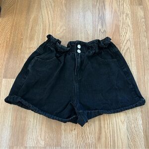 Princess Polly Black High Waist Denim Shorts